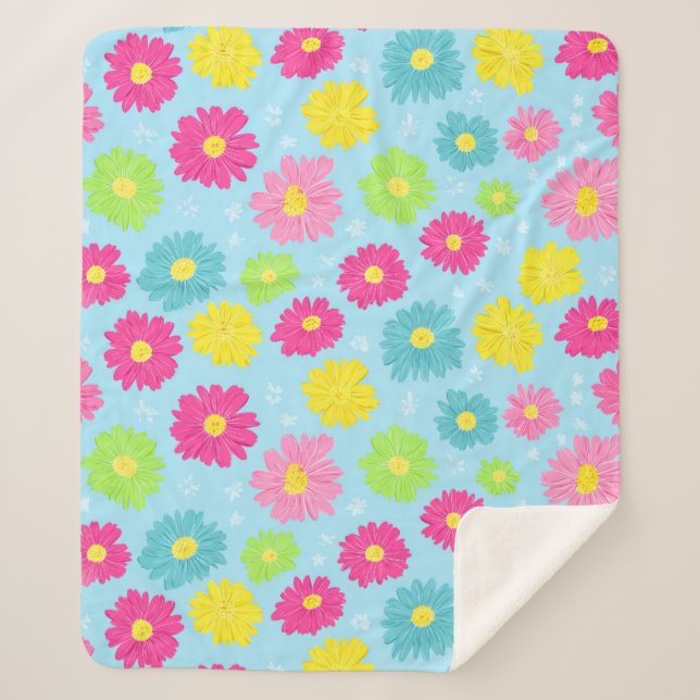 Cobertor Sherpa Colorful Daisies (Frente)