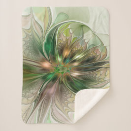 Cobertor Sherpa Colorful Fantasy Modern Abstract Fractal Flower