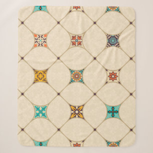 Cobertor Sherpa Colorida Colchwork Islam Azulejo Árabe