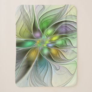 Cobertor Sherpa Colorida Fantasy Flor Moderno Abstrato Fractal