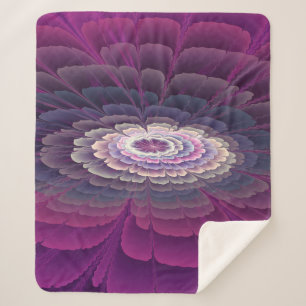 Cobertor Sherpa Colorido Floral Abstrato Arte Fractal Rosa Marcant