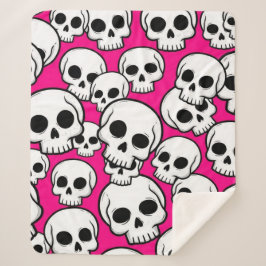 Cobertor Sherpa com Estampa de Caveira Rosa