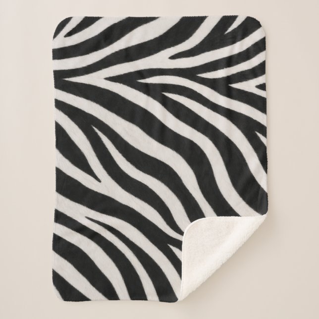 Cobertor Sherpa com Estampa de Zebra Elegante e Ac (Frente)