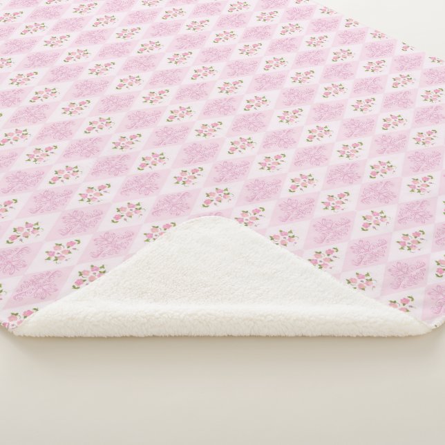 Cobertor Sherpa com Estampa Floral Rosa (3/4)