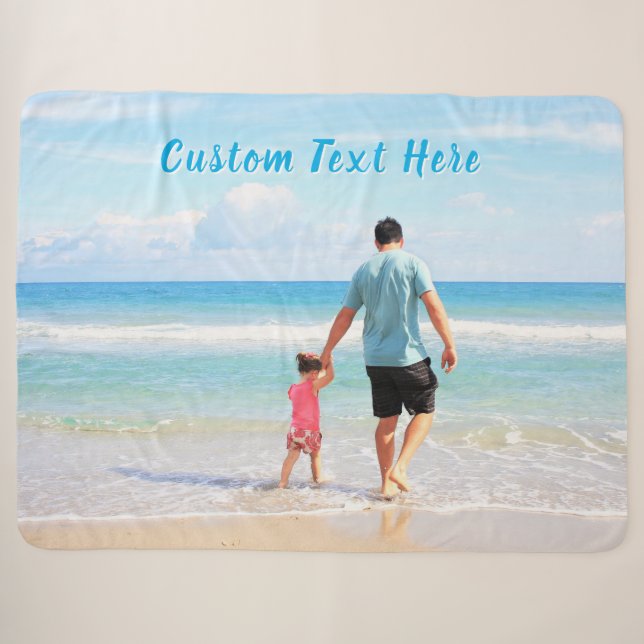 Cobertor Sherpa com Foto Personalizada com Texto (Frente (Horizontal))