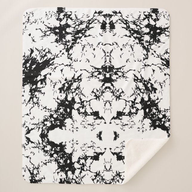 Cobertor Sherpa com Manchas de Tinta Abstratas (Frente)