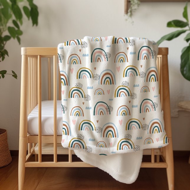 Cobertor Sherpa com Padrão de Arco-íris em Aquarel (Criador carregado)