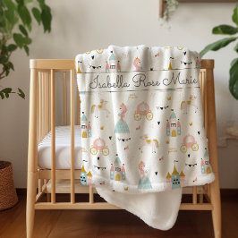 Cobertor Sherpa com Padrão de Princesa de Conto de