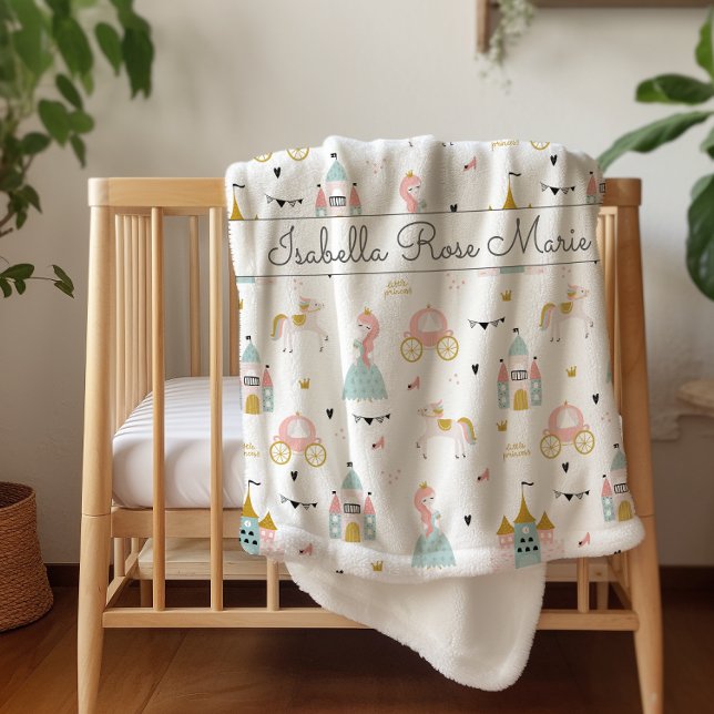 Cobertor Sherpa com Padrão de Princesa de Conto de (Criador carregado)