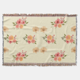 Cobertor Sherpa com Padrão Floral em Aquarela Eleg
