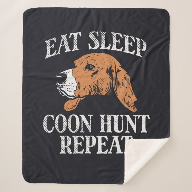 Cobertor Sherpa Coma Dormir Caça Guaxinim Repita Fofo (Frente)