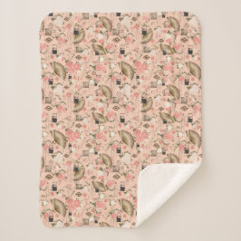 Cobertor Sherpa Começos Cerejados Sherpa Floral Blanket