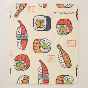 Cobertor Sherpa Comida sushi, design de padrão uniforme.