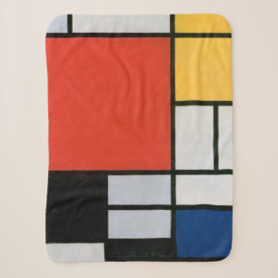 Cobertor Sherpa Composição de Piet Mondrian Vermelho Amarelo Azul