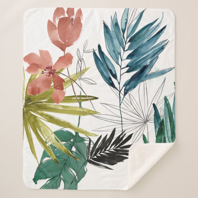 Cobertor Sherpa Composição tropical (Frente)