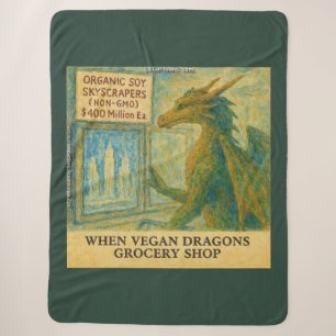 Cobertor Sherpa Compras engraçadas de supermercado do dragão vegan