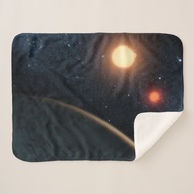 Cobertor Sherpa Conceito do artista Ilustrando Kepler-16b. (Frente (Horizontal))