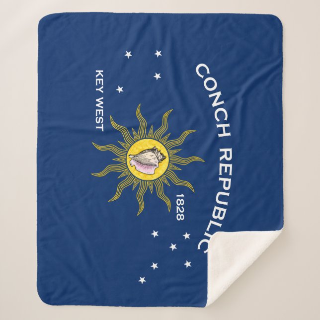 Cobertor Sherpa Conch Republic Flag Key West Florida (Frente)