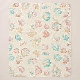 Cobertor Sherpa Concha de Estrela-do-Mar Azul Pastel Pêssego Coste