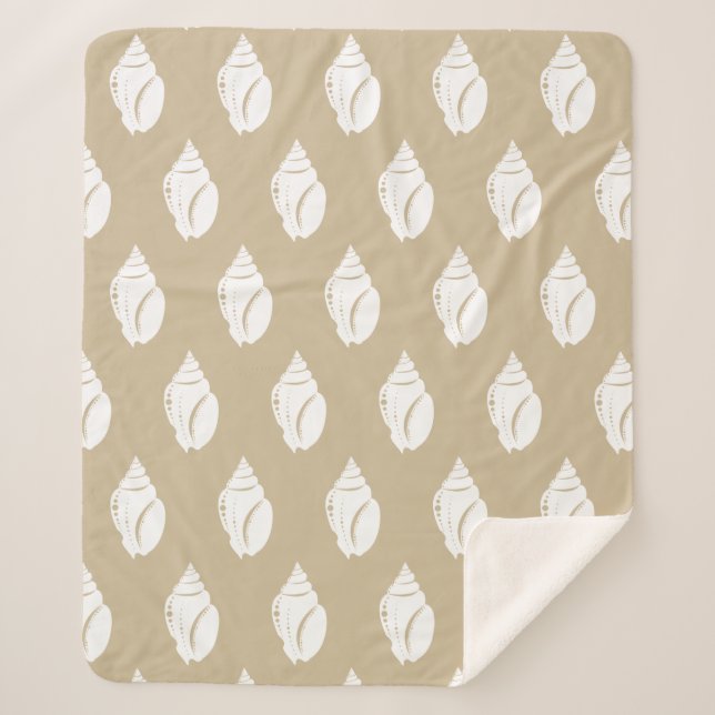 Cobertor Sherpa Conchas brancas costeiras e palha (Frente)