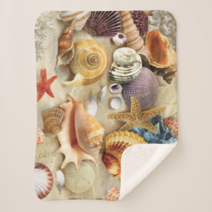 Cobertor Sherpa Conchas marítimas na praia