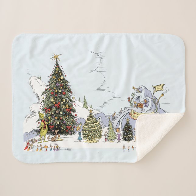 Cobertor Sherpa Concurso de Árvore de Natal de Whoville (Frente (Horizontal))