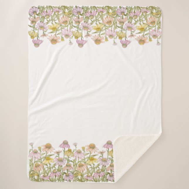 Cobertor Sherpa Confluentes Arte Botânica Floral Grande (Frente)