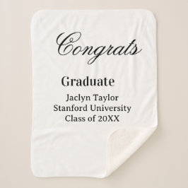 Cobertor Sherpa Congrats graduation name university name class of 