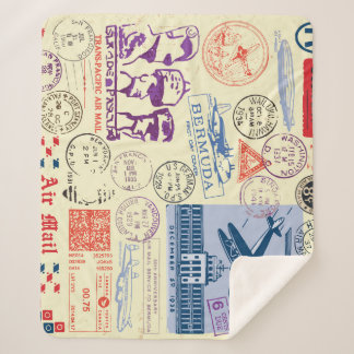 Cobertor Sherpa Conjunto de Decretos do Carimbo do Documento Vinta