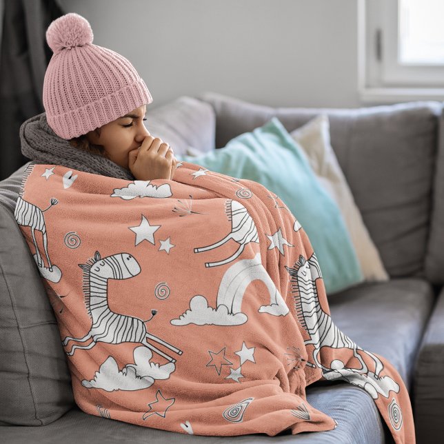 Cobertor Sherpa Conjunto de Linha de Animal Zebra (Zebra Animal Line Set Sherpa Blanket- Large Size)