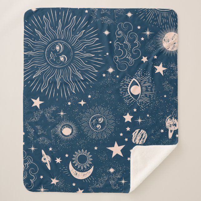 Cobertor Sherpa Constelações Galácticas: Design de Padrão Espacial (Frente)