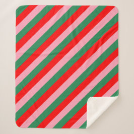 Cobertor Sherpa Contemporary Christmas Candy Stripes 