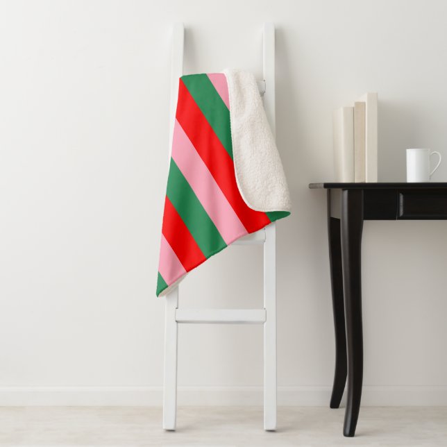Cobertor Sherpa Contemporary Christmas Stripes  (In Situ)