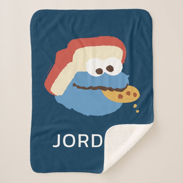 Cobertor Sherpa Cookie Monster Camp Cookies | Adicione seu nome (Frente)