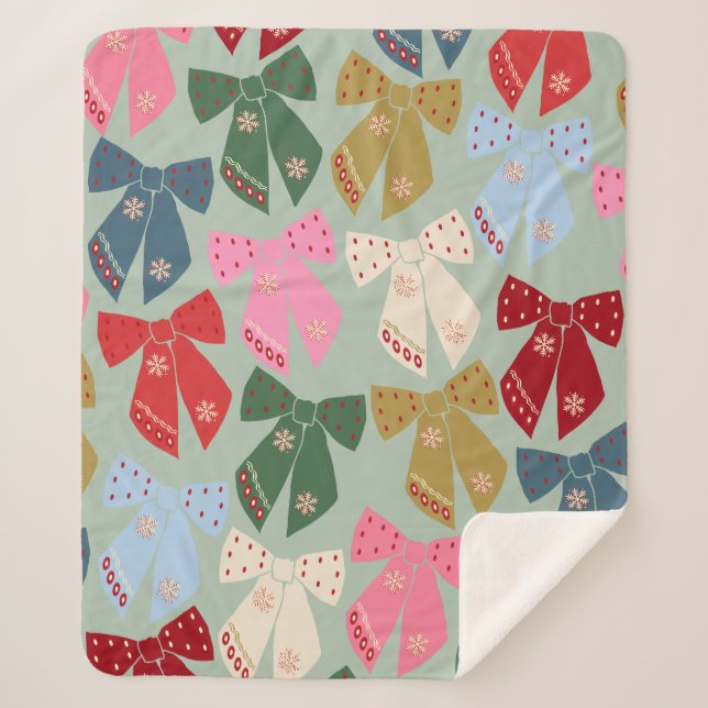 Cobertor Sherpa Coquette de Arcos de Natal (Frente)