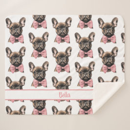 Cobertor Sherpa Coquette Frenchie Costumizable Name