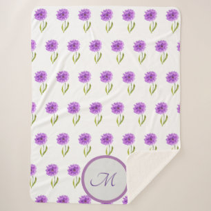 Cobertor Sherpa Cor de água do padrão floral roxo moderno