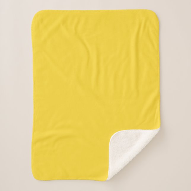 Cobertor Sherpa Cor Sólido Amarelo Sol | Elegante Clássico (Frente)