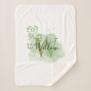 Cobertor Sherpa Cor Verde Personalizada e Floral Inicial