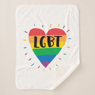 Cobertor Sherpa Coração Arco-Íris LGBT