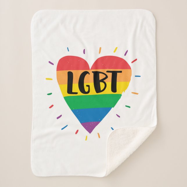 Cobertor Sherpa Coração Arco-Íris LGBT (Frente)