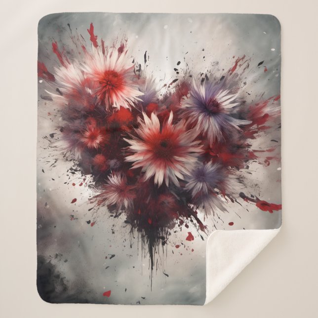 Cobertor Sherpa Coração Flor (Frente)