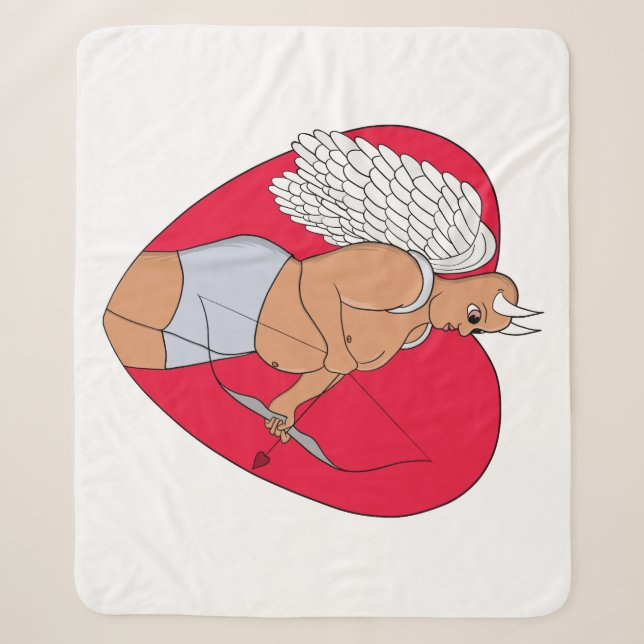 Cobertor Sherpa Coração Romântico com um Cupido Incomum (Frente)
