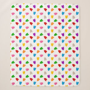 Cobertor Sherpa Corações Coloridos De Amor Padrão De Design Branco
