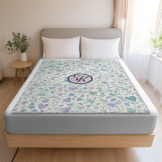 Cobertor Sherpa Corações de Amor Azul Roxo Verde