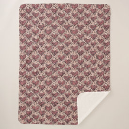 Cobertor Sherpa Corações de Amor Vermelho Borgonha