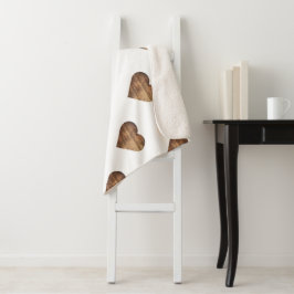 Cobertor Sherpa Corações de Madeira Marrom-Russo Simétrico Grande