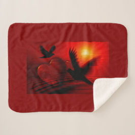 Cobertor Sherpa Corações e Doves