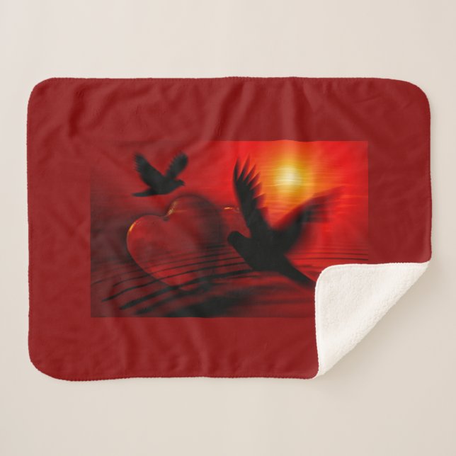 Cobertor Sherpa Corações e Doves (Frente (Horizontal))