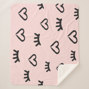 Cobertor Sherpa Corações e Olhos: Grunge Vintage Sketch